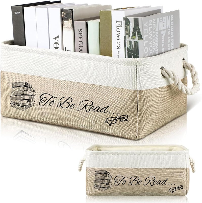 FOREDOO Book Lover Gifts for TBR List - Book Basket to Be Read List, Collapsible Reading Organizer Bin, Holds 10–12 Books, Holiday Gifts for Book Lover, Club Members Student Teacher - Image 1